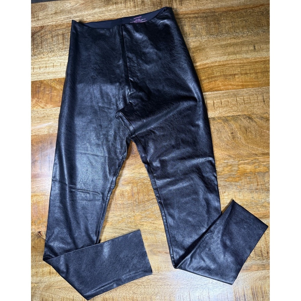 Commando Faux Leather Leggings Black High Rise‎ Stretch Pull On Size Large
